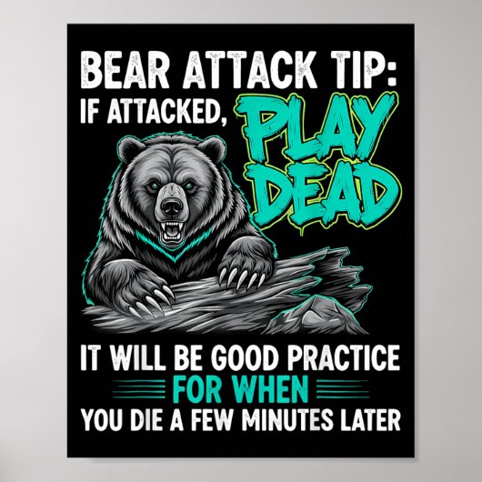 Beeraanval Tip Doe Dood Grappig Donkere Humor Poster (Voorkant)