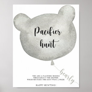 Beerballon fopspeen jacht baby shower spelposter poster