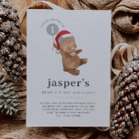 Beerballon Kerstman Hoed Eerste Verjaardagsuitnodi