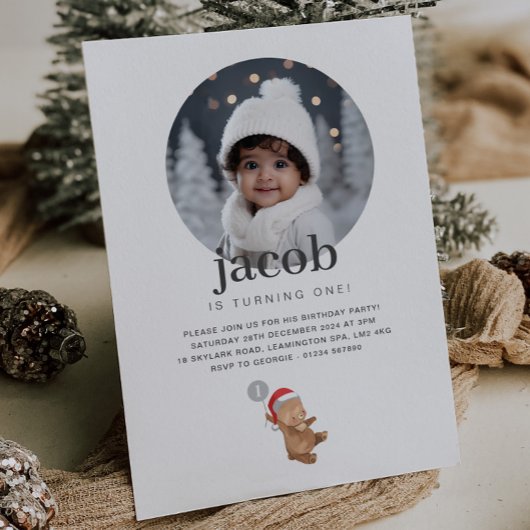 Beerballon Kerstman Hoed - Foto Verjaardag Kaart