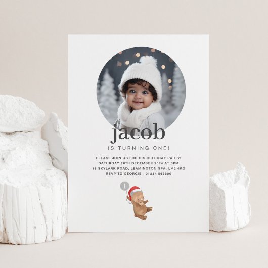 Beerballon Kerstman Hoed - Foto Verjaardag Kaart