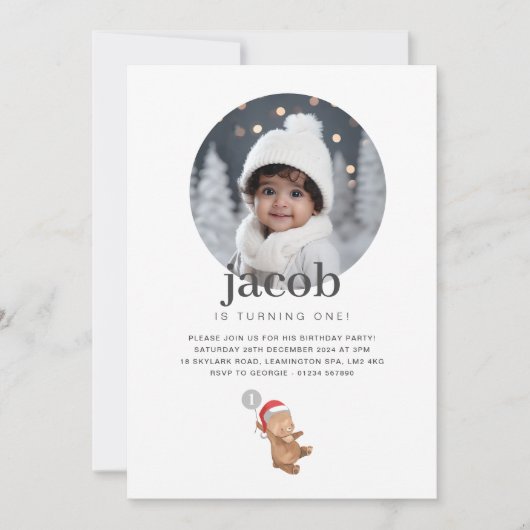 Beerballon Kerstman Hoed - Foto Verjaardag Kaart (Voorkant)