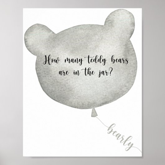 Beerballon raad hoeveel teddyberen poster (Voorkant)