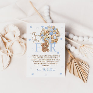 Beerballonnen Blauw Goud Baby Shower  Bedankkaart