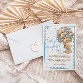 Beerballonnen blauwe Baby Shower Bedankkaart