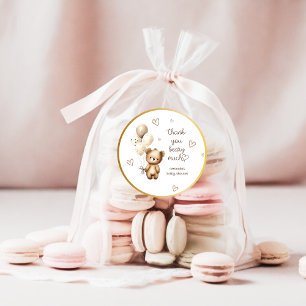 Beerballonnen Neutrale Knuffel Baby Shower Bedankt Ronde Sticker