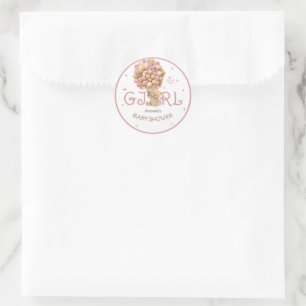 Beerballonnen Roze babyshower meisje Ronde Sticker