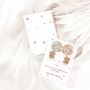 Beerballonnen roze blauw Baby Shower Geslacht Reve Bedankkaart