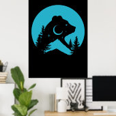 Beerberg Nacht Bos Silhouet Poster (Thuiskantoor)