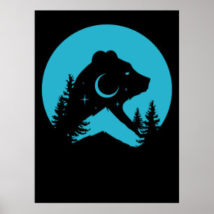 Beerberg Nacht Bos Silhouet Poster