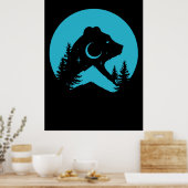 Beerberg Nacht Bos Silhouet Poster (Keuken)