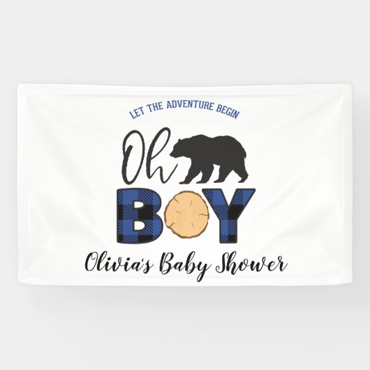 Beerblauwe Buffalo geruite baby shower Spandoek (Horizontaal)