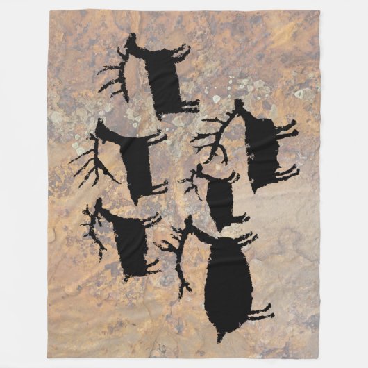 Beerd van Elk Petroglyph Fleece Deken (Voorkant)