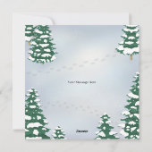 Beerfamilie in gezellige blokhut kerstkaart (Achterkant)