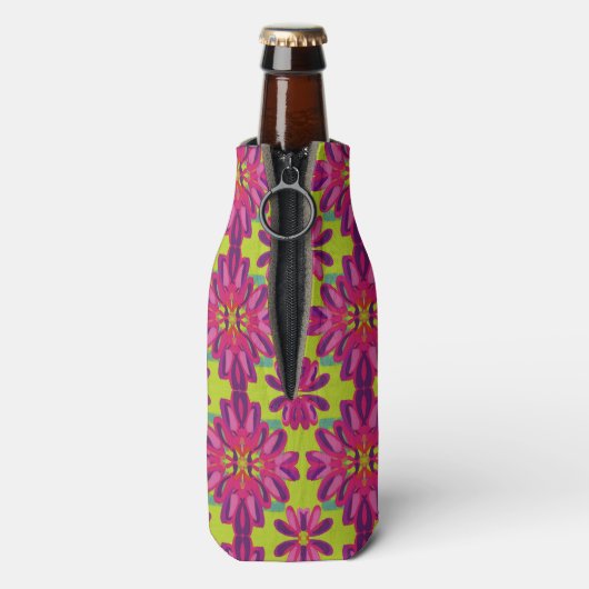 Beerflesje Koelbloemen patroonkunst Flesjeskoeler (Fles Achterkant)