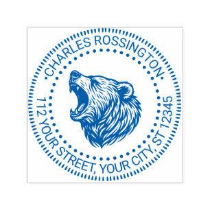 Beerhoofd dat tanden blootlegt Naam Retouradres Zelfinktende Stempel