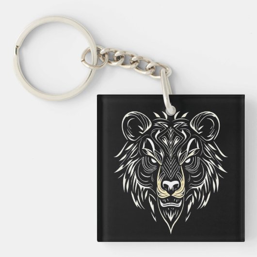 🐻 Beerhoofd Wildlife Sleutelhanger Accessoire Cad (voorkant)