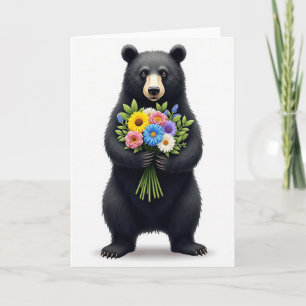Beerhug Bloemstuk Moederdagkaart Kaart