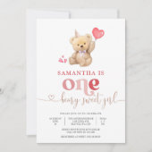 Beerig zoete 1e verjaardagsuitnodiging kaart (Voorkant)