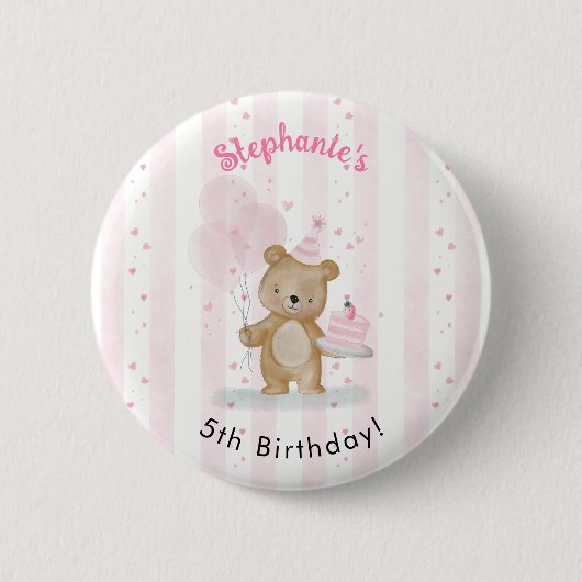 Beerige Verjaardag Ronde Button 5,7 Cm (Voorkant)