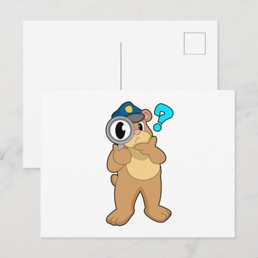 Beerinspecteur Vergrootglas Briefkaart (Voorkant / Achterkant)