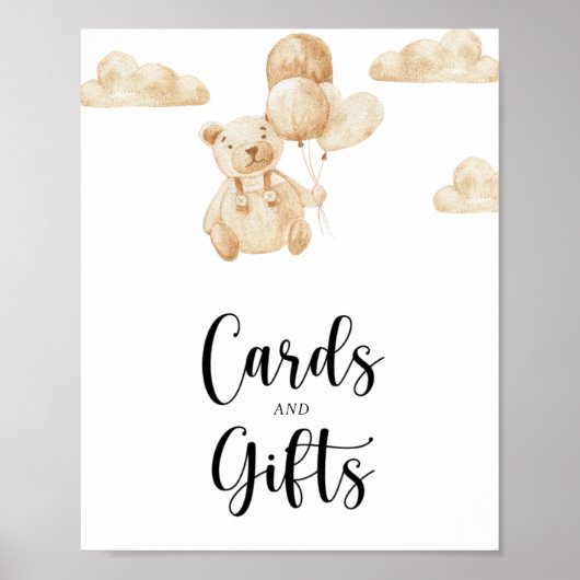 Beerkaart en cadeaus baby shower poster (Voorkant)