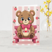 Beerknuffel Moederliefde Dag Kaart (Gele Bloem)