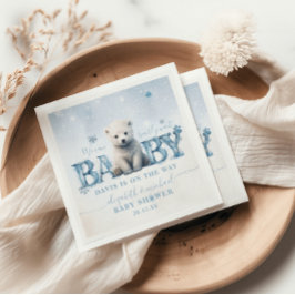 Beerlijk Wacht Winter Moderne IJsbeer Baby Shower Servet