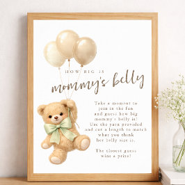 Beerlijk wachten Baby Shower Hoe groot is mama's b Poster