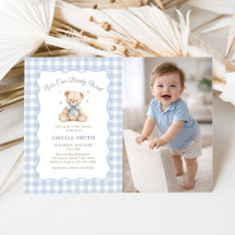 Beerlijk wachten Blauwe Teddybeer Baby Shower Foto