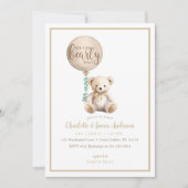 Beerlijk Wachten Bruine Teddyshower Uitnodiging (Voorkant)