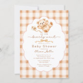 Beerlijk wachten teddybeer babyshower uitnodiging (Voorkant)