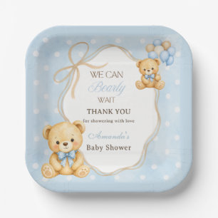 Beerly Wait Blauwe Beer Jongens Baby Shower Feest Papieren Bordje