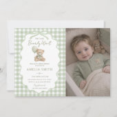 Beerly Wait Groene Teddybeer Babyshower Foto Kaart (Voorkant)