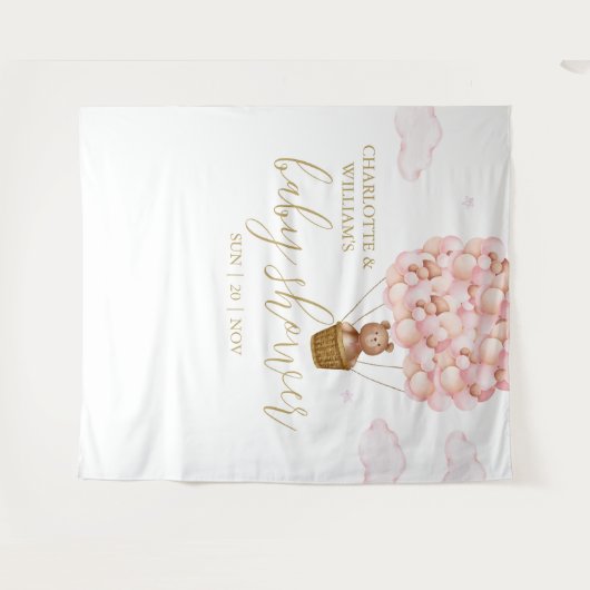 Beerly Wait Roze Baby Shower Fotobackdrop Wandkleed (Voorkant (horizontaal))