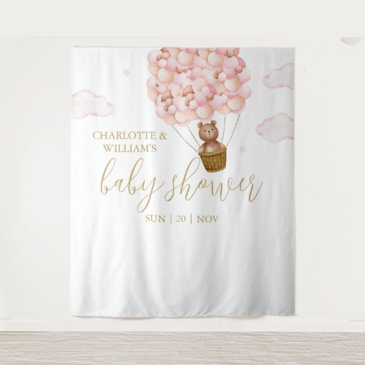 Beerly Wait Roze Baby Shower Fotobackdrop Wandkleed (Voorkant)