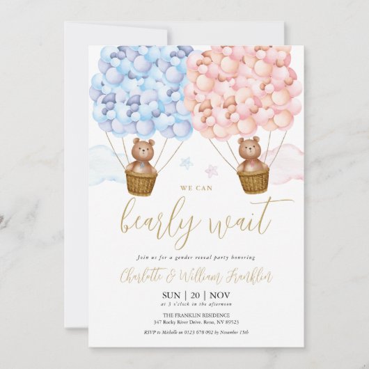 Beerly Wait Teddybeer Geslacht Onthulling Feest Kaart (Voorkant)
