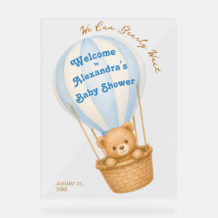 Beerly Wait Teddybeer in Ballon Jongens Baby Showe Acryl Bord