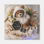 Beerly Wait Teddybeer zwangerschapsaankondiging ca Magneet (Voorkant)