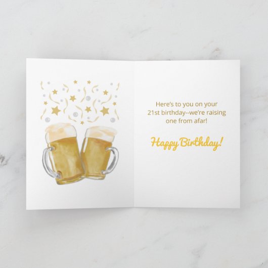 Beers & Cheers 21e verjaardag Kaart (Binnen)