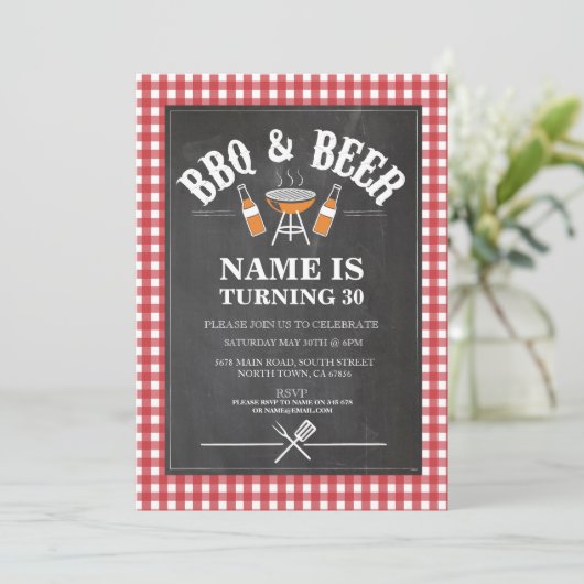 Beers & Cheers BBQ Verjaardagsfeest ELKE LEEFTIJD  Kaart (Staand voorkant)