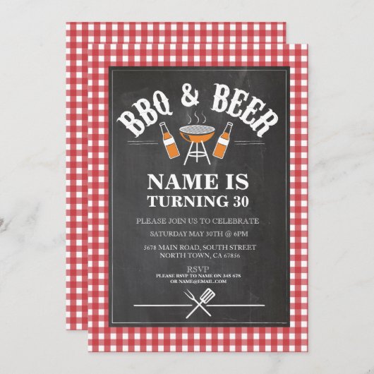 Beers & Cheers BBQ Verjaardagsfeest ELKE LEEFTIJD Kaart (Voorkant / Achterkant)