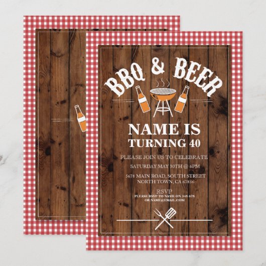 Beers & Cheers BBQ Verjaardagsfeest ELKE LEEFTIJD  Kaart (Voorkant / Achterkant)