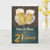 Beers & Cheers Wood 21e verjaardag Kaart (Gele Bloem)