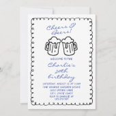 Beers Hand Geschreven Getrokken Mannelijke Leuke V Kaart (Voorkant)