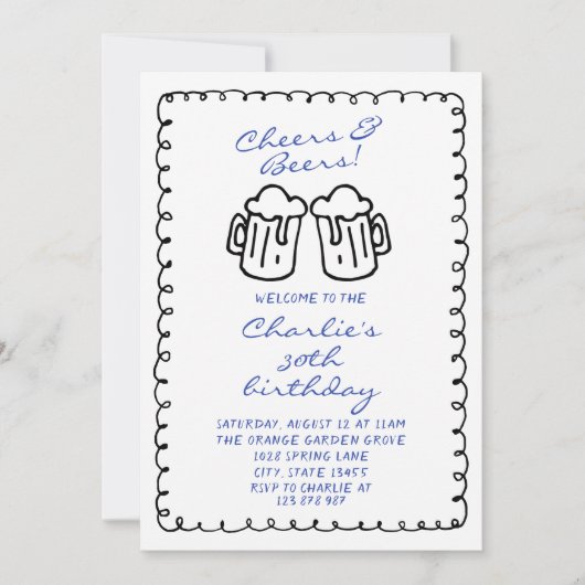 Beers Hand Geschreven Getrokken Mannelijke Leuke V Kaart (Voorkant)