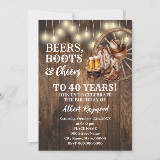 Beers Laarzen & Proost Western Land Verjaardag Kaart (Voorkant)