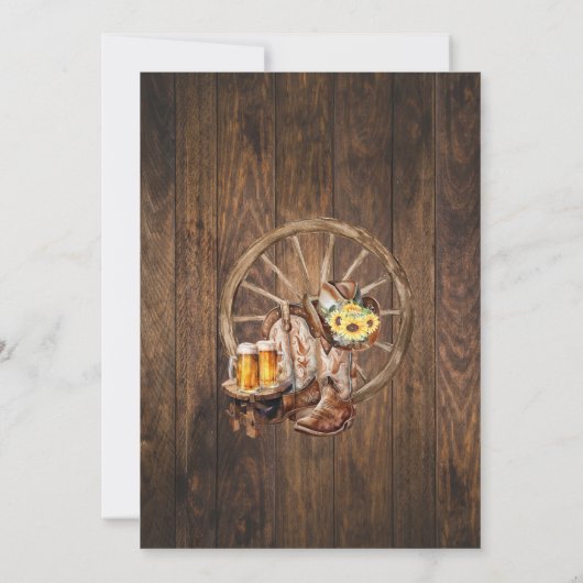 Beers Laarzen & Proost Zonnebloemen Western Verjaa Kaart (Achterkant)
