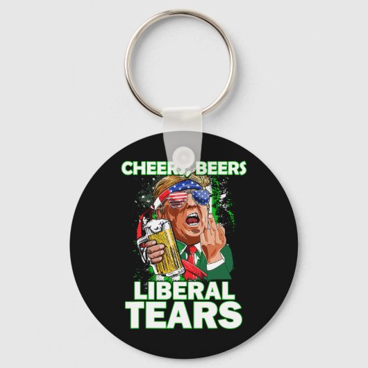 Beers Liberal Tears Trump Holding Beer Patrick's D Sleutelhanger (Voorkant)