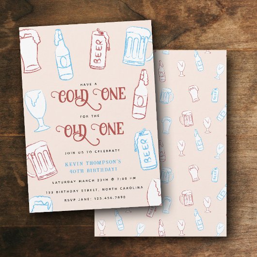 Beers Rustic Hand Drawn Whimsical Beer Birthday Kaart